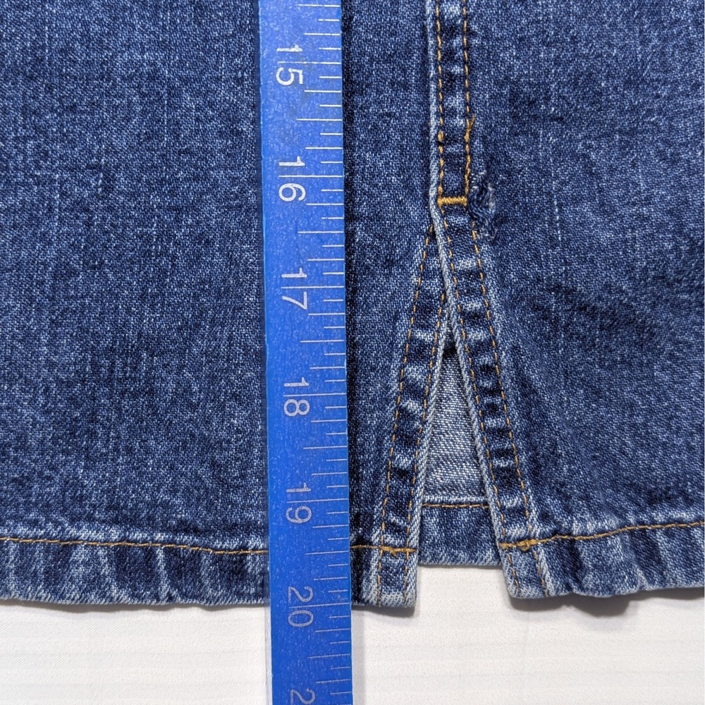 Eddie Bauer Women 14 Denim Skirt 100% Cotton Indigo Knee Length 90s Minimalist - Picture 8 of 8